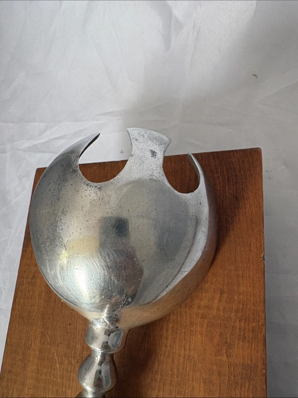 Aluminum String of Pearls Large Serving Spoon and Fork Set - Silver Tone